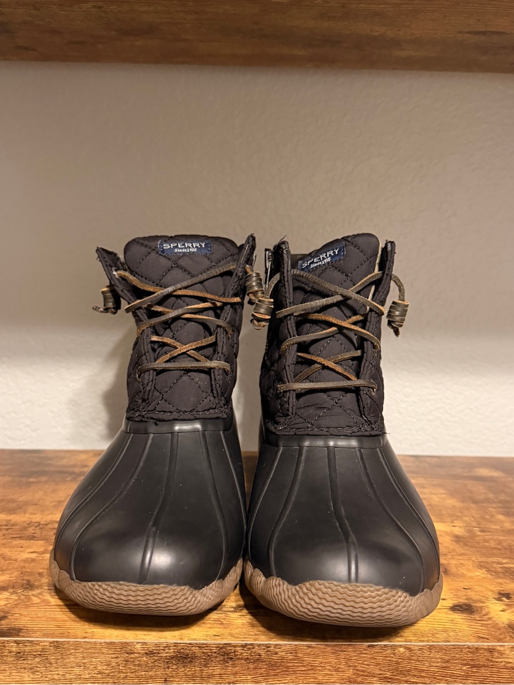 Sperry Black Quilted Lace-Up Duck Boots - Picture 5 of 10